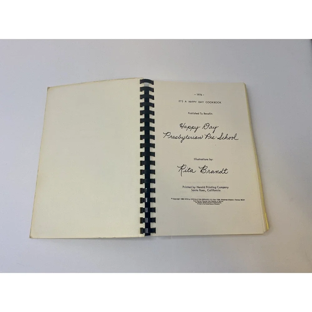 California Cookbook It's A Happy Day First‎ Presbyterian Church Petaluma 1976